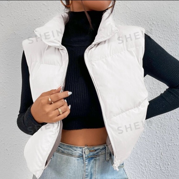SHEIN puffy vest‎ white size small with tags - Picture 1 of 5